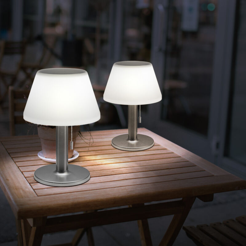 Image of Expo Börse - Lampada da tavolo a luce solare lampada da esterno lampada da terrazza lampada da tavolo balcone, IP44 interruttore a batteria acciaio