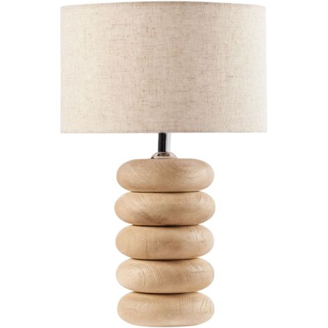 Lampada da tavolo a stelo con paralume in tessuto e base in in metallo beige chiaro Betwa