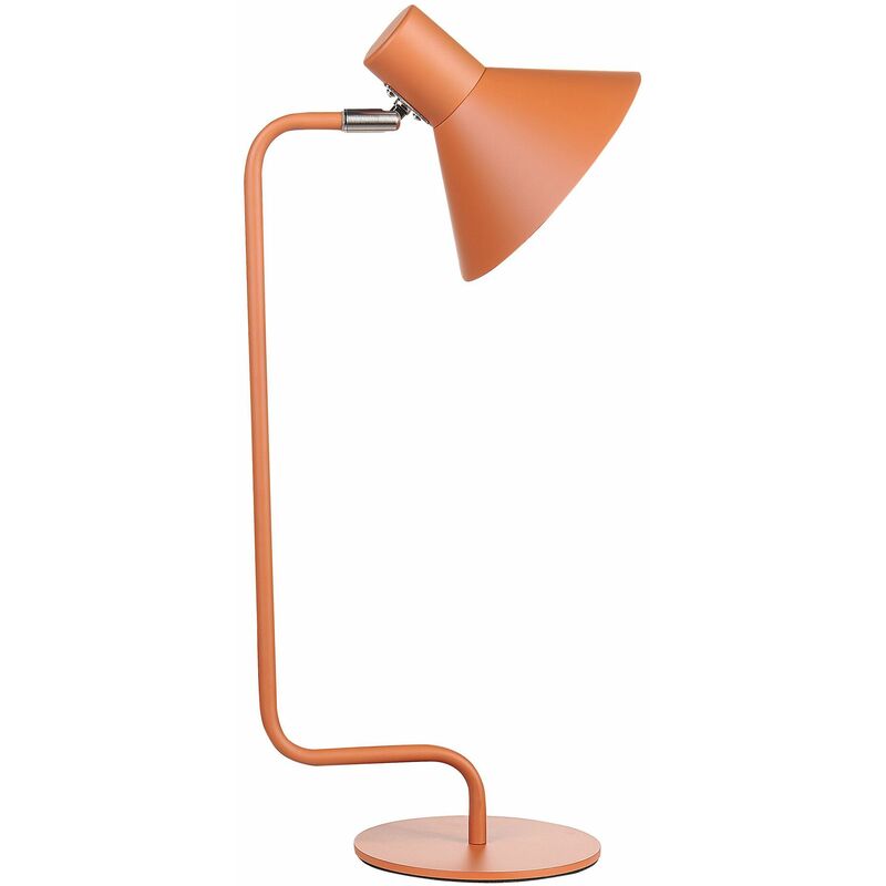 Image of Lampada da tavolo abat jour luce comodino base metallo conica arancione soggiorno camera da letto Rimava - Arancione