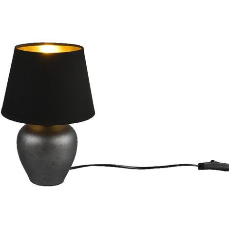 Lampada Da Tavolo Abby 1xE14 Ceramica E Paralume Nero Oro Trio Lighting