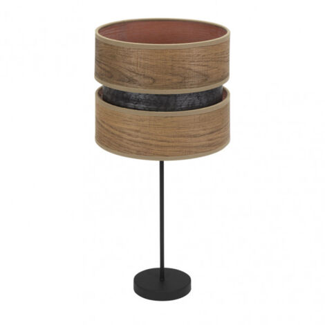 Lampada da tavolo alta Colet 1xe27 nero/legno scuro 61x30x30 cm