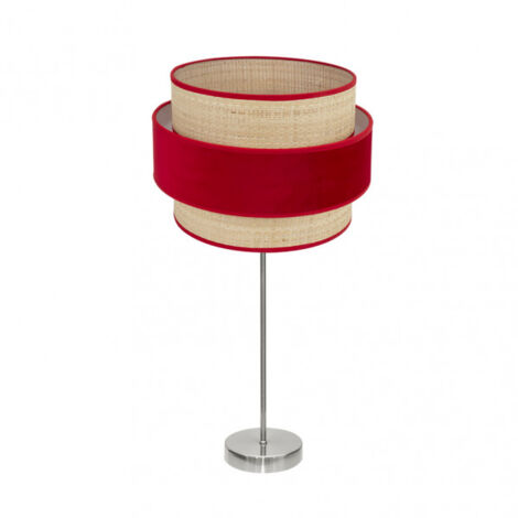 Lampada da tavolo alta Reyes 1xe27 nichel/rosso naturale 64x30x30 cm