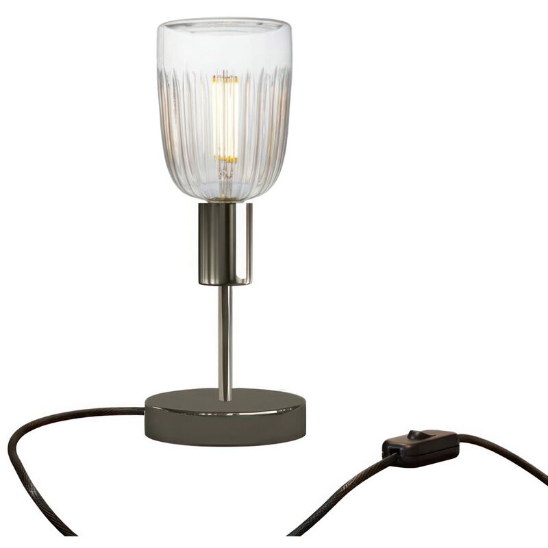 Image of Lampada da tavolo Alzaluce Tiche in metallo Nero perla - Interruttore - Nero perla