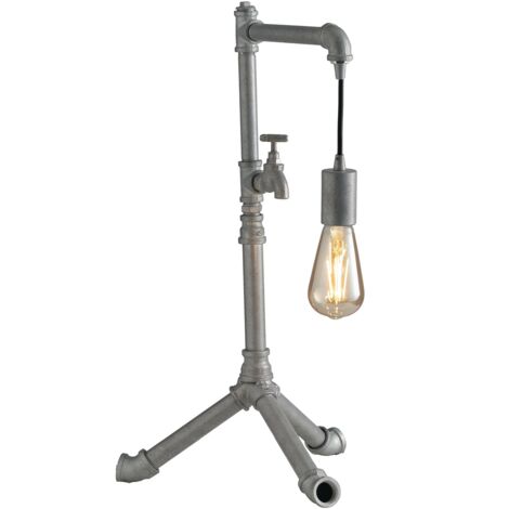 "Lampada da tavolo AMARCORD in metallo zincato invecchiato stile industrial"