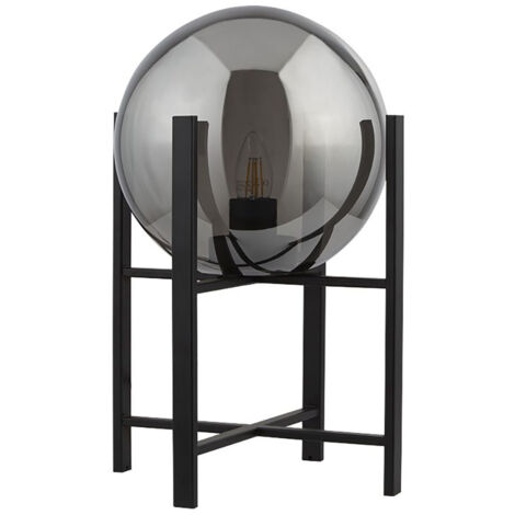 Lampada da tavolo Amsterdam - Metallo nero e vetro fumé