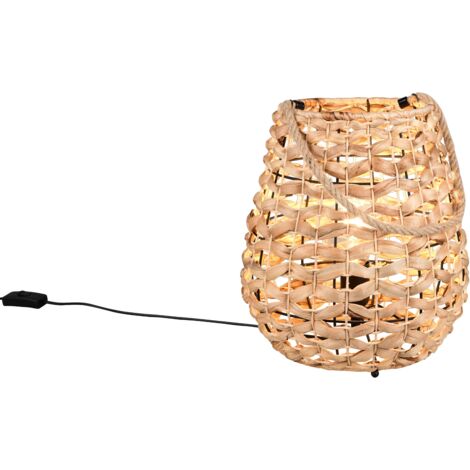 Lampada da tavolo appendibile, rattan, D 30 cm, Jean