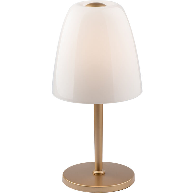 Image of Lampada da tavolo ares in metallo oro e diffusore in vetro bianco 36cm. - Bianco