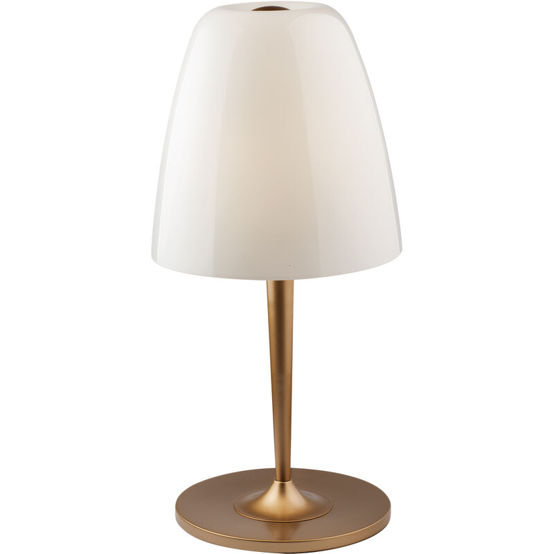 Image of Lampada da tavolo ares in metallo oro e diffusore in vetro bianco 56x28 cm. - Bianco