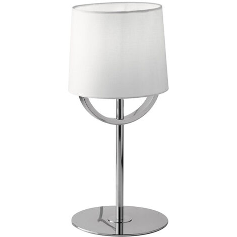 "Lampada da tavolo ASTORIA in metallo cromato con paralume in tessuto"