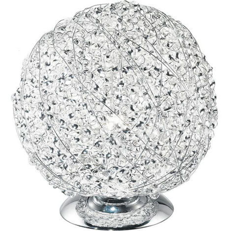 "Lampada da tavolo ASTRA in alluminio cromato e cristalli"