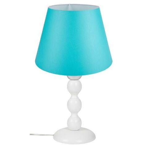 Lampada da tavolo base bianca e paralume tessuto colore turchese LAGUNAH272877
