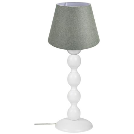 Lampada da tavolo base bianca e paralume tessuto colore verde LAGUNAH372638