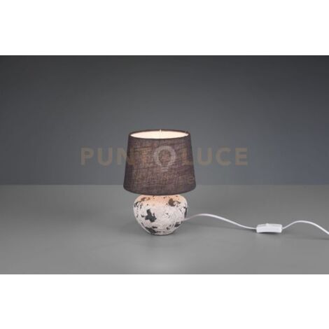 Lampada da tavolo base ceramica bianca e grigia con paralume grigio BAY R50951811