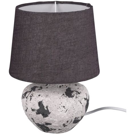 Lampada da tavolo base ceramica bianca e grigia con paralume grigio BAY R50951811
