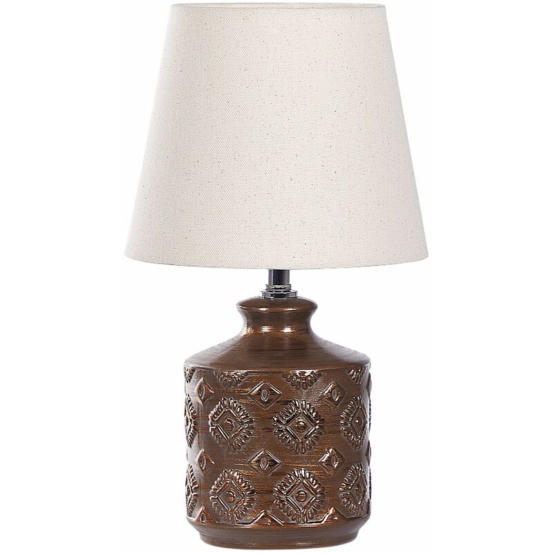 Image of Lampada da tavolo in ceramica da comodino base fatta a mano rame Rosanna