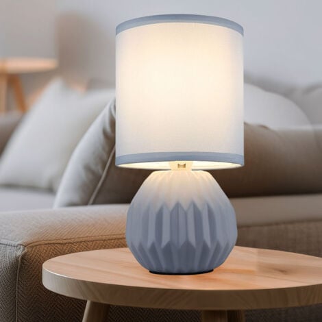 GLOBO LIGHTING Lampada da tavolo bluLampada da comodino in ceramica Lampada da tavolo Lampada laterale Lampada da soggiorno Tessile, 1x E14, DxH 12 x 23 cm
