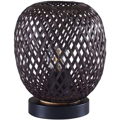 Lampada da tavolo boho nera bambù E27 Polux Zanzibar