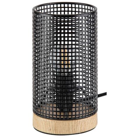 LAMPADA DA TAVOLO BOOGIE NERO/LEGNO E14