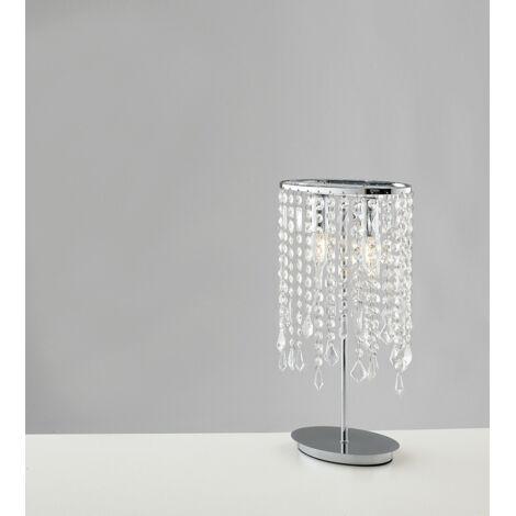 "Lampada da tavolo BREEZE in metallo cromato con pendenti in cristallo"