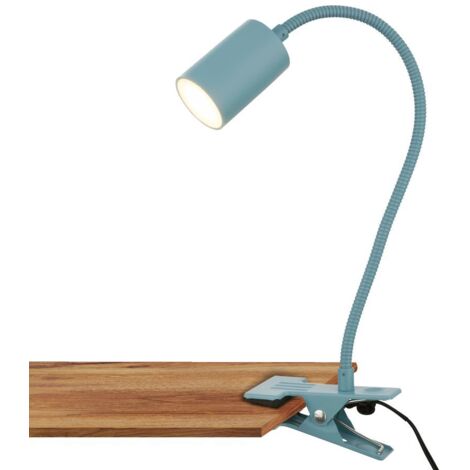 Lampada da tavolo Briloner Fleks, orientabile, con morsetto, blu