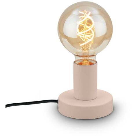 Lampada da tavolo Briloner TEEPU, retrò, interruttore a cavo, attacco E27, beige, Ø10 x 9 cm