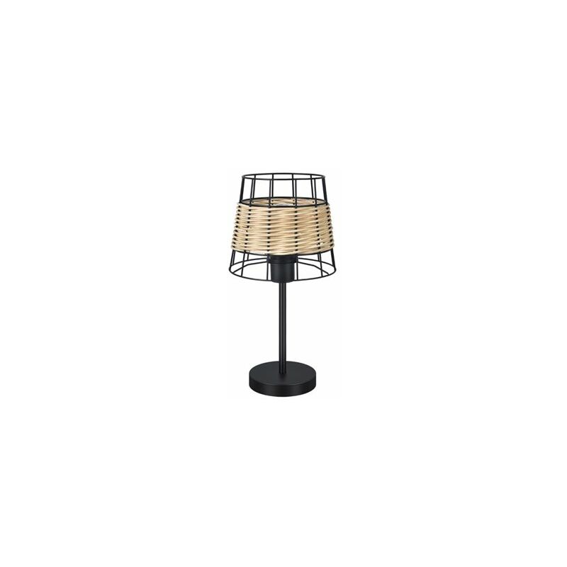 Image of Fabrilamp - Lampada Da Tavolo Burano 1xe27 Forgia/rattan 41x20x20 Cm