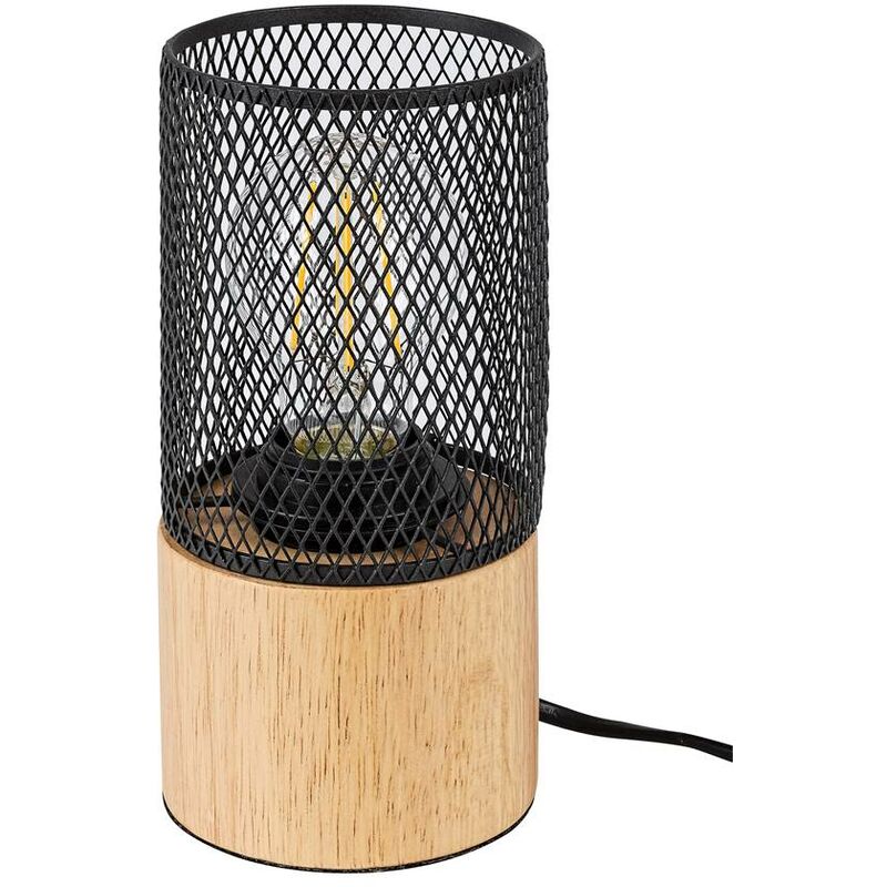 Image of Lampada da tavolo Callum metall/legno faggio nero E27 1 x max.25W b: 19,5 cm Ø9,5 cm