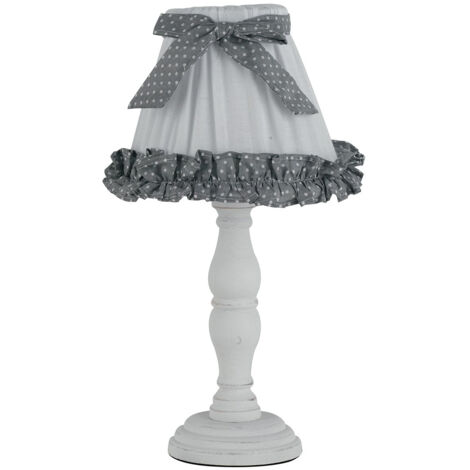 "Lampada da tavolo CANDY in legno con paralume in cotone"