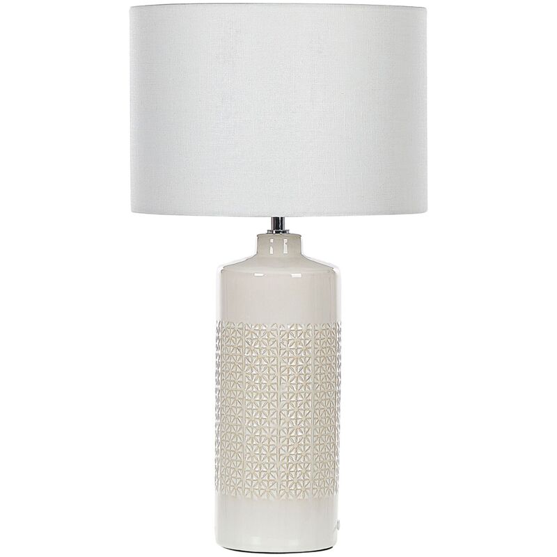 Image of Lampada da tavolo in ceramica paralume in tessuto bianco 58 cm comodino classico Anseba