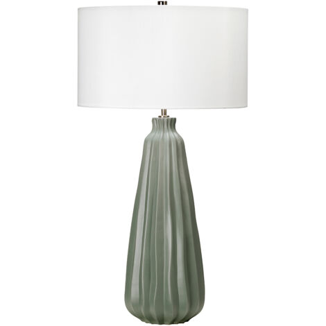 Lampada da tavolo ceramica verde salvia bianca 80cm E27 Elstead
