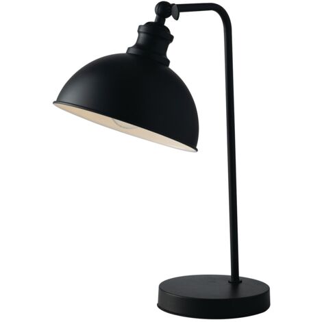 "Lampada da tavolo CHARLESTON in metallo nero con interno bianco"