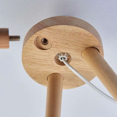 Lampada Da Tavolo Charlia In Legno E Stoffa Bianca