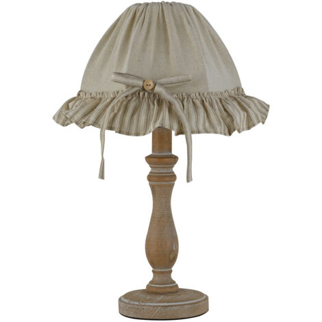"Lampada da tavolo CHERRY in legno con paralume in cotone"