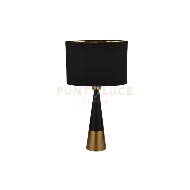 Image of Lampada da tavolo Chloe - Ottone antico e paralume ovale nero