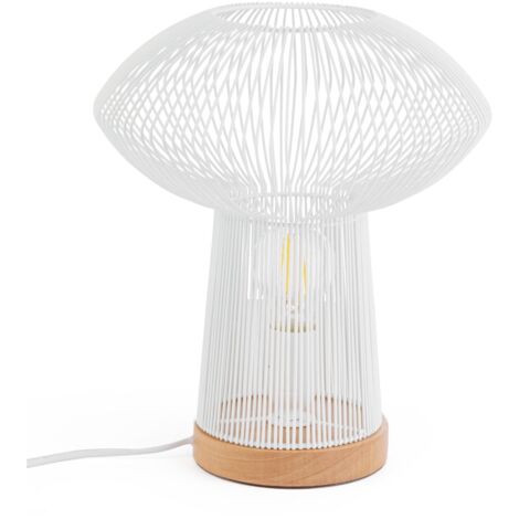Lampada da tavolo "Ciad" in metallo e legno di faggio h 31,5 cm -Nero