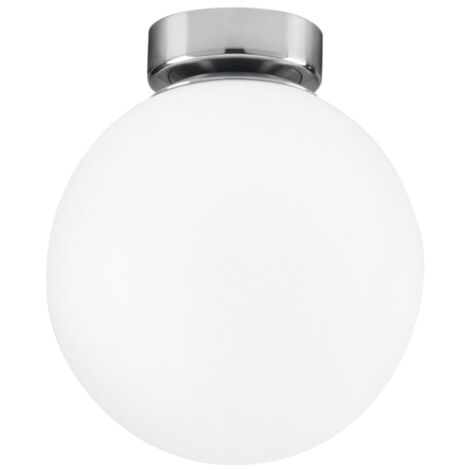 "Lampada da tavolo CITY in metallo cromato e diffusore a sfera bianco 15 cm."