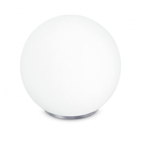 "Lampada da tavolo CITY in metallo cromato e diffusore a sfera bianco 35 cm."