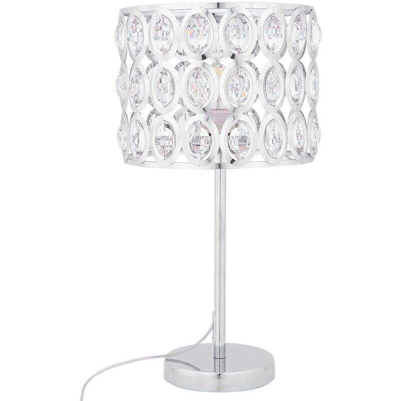 Image of Lampada da tavolo in color argento e cristallo Tenna - Argento