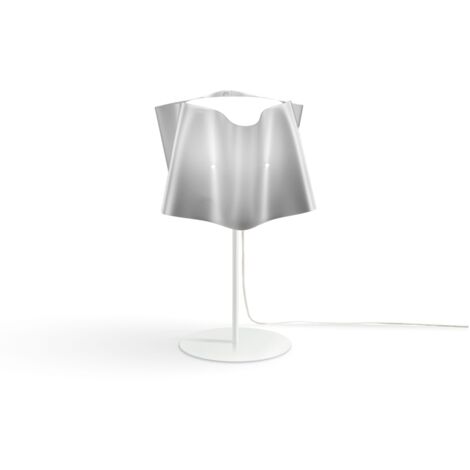 Lampada da tavolo con base e stelo metallo FOLIO paralume Argento diametro 25x h37 cm