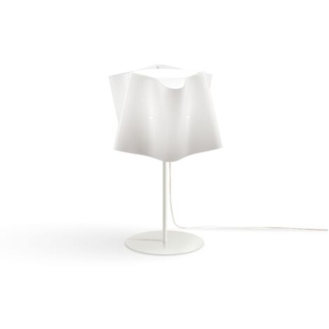 Lampada da tavolo con base e stelo metallo FOLIO paralume Bianco diametro 25x h37 cm