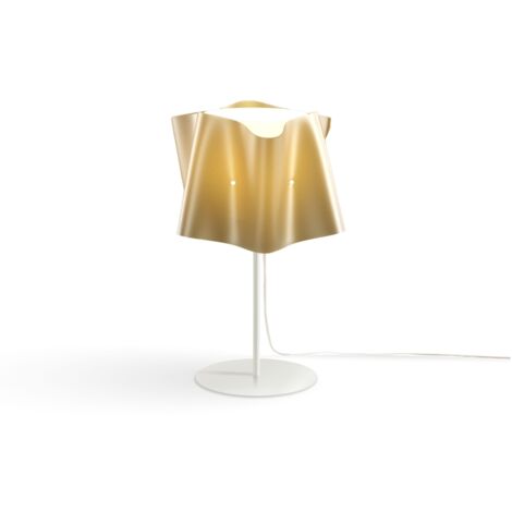 Lampada da tavolo con base e stelo metallo FOLIO paralume Oro diametro 25x h37 cm