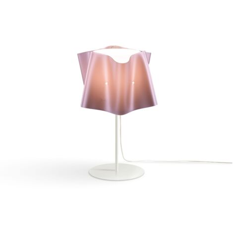 Lampada da tavolo con base e stelo metallo FOLIO paralume Rosa diametro 25x h37 cm
