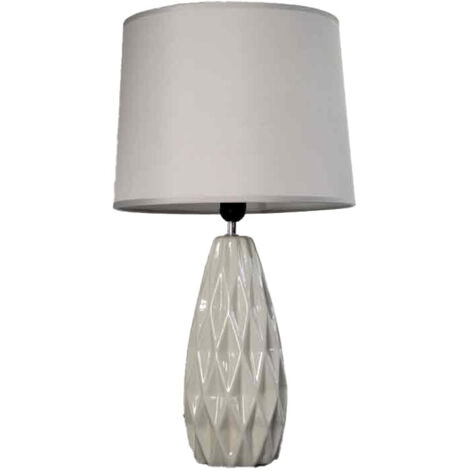 LAMPADA DA TAVOLO CON BASE IN CERAMICA 34X34X62.5 IN COLORE TORTORA