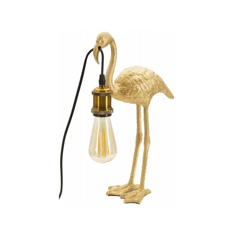 Image of Charme1921 - Lampada da tavolo con fenicottero dorato 13x11x39.5cm Flamingo