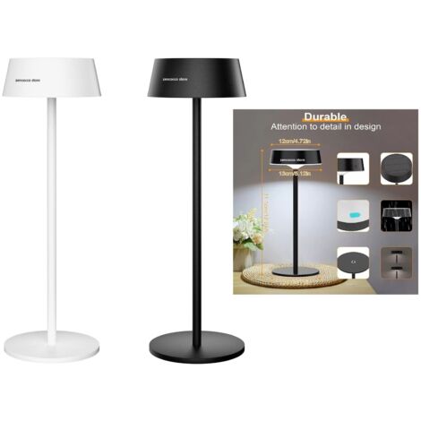 Lampada da tavolo con pannello solare Touch Switch Dimmerabile 3 colori luce RICARICABILE USB ip67 Nero