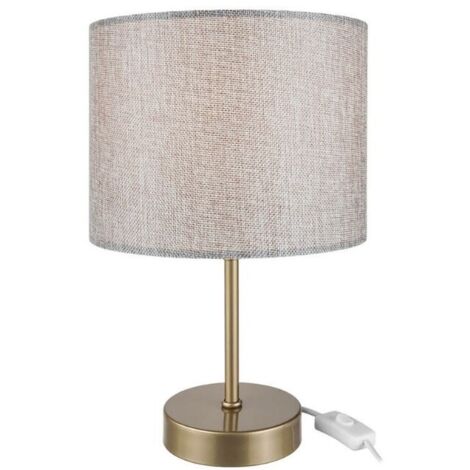 Lampada da tavolo con paralume cilindrico tessuto sabbia Flora