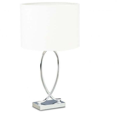 Lampada da tavolo con paralume in tessuto argento