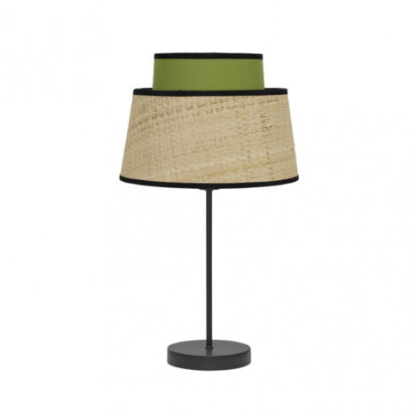 Lampada da tavolo con paralume verde e naturale modello Jia FABRILAMP