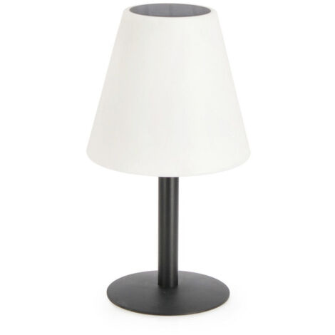 Lampada  da Tavolo con Ricarica Solare Ø20x36 cm in Acciaio Solar Bianca con Base Nera
