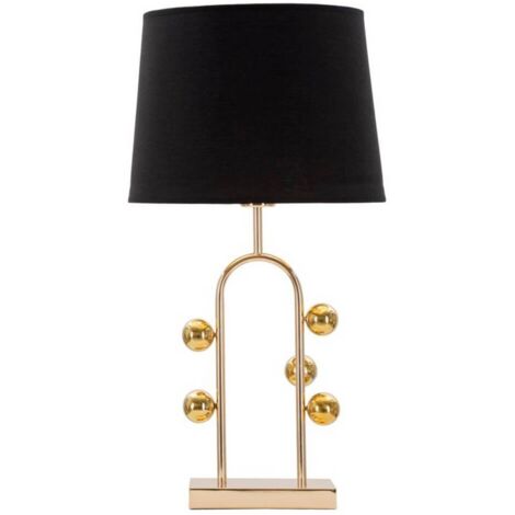 Lampada da tavolo con sfere dorate, paralume nero diam 32x61cm Bubble